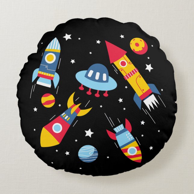 Outer Space Adventure Round Pillow (Front)
