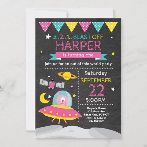 Outer Space Alien Birthday Invitation
