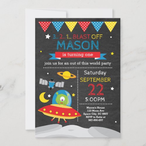 Outer Space Alien Birthday Invitation