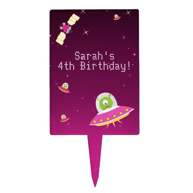 Outer Space Alien Boy Birthday Cake Toppers (Front)