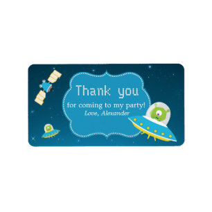 Outer Space Alien Boy Birthday Favor Tags Label