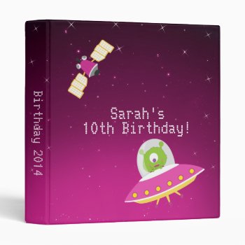 Outer Space Alien Girl Birthday Photo Album Binder by SpecialOccasionCards at Zazzle