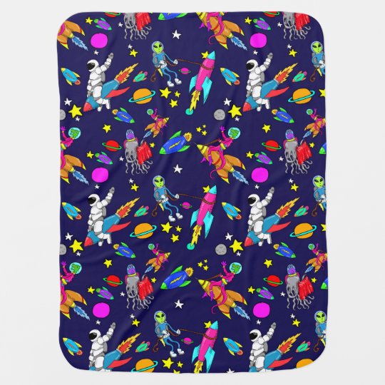 Outer E Alien Rodeo With Rockets Baby Blanket Zazzle Outer E Alien Rodeo With Rockets Baby Blanket