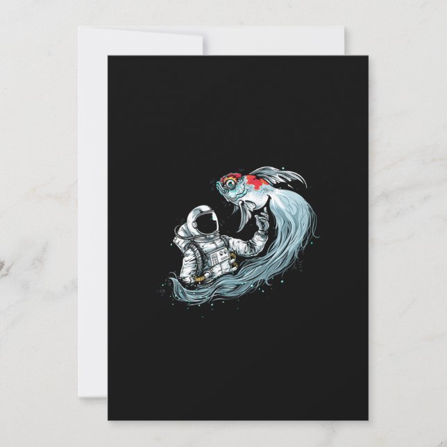Outer space and astronaut with hand drawn gold fis save the date (Front)