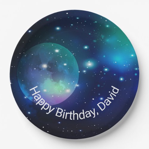 Outer Space and Stars Birthday Paper Plates