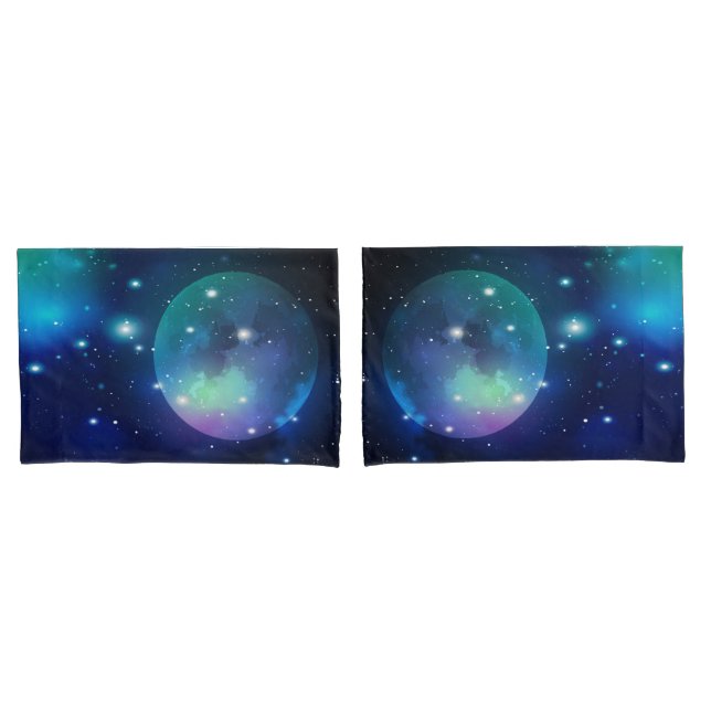 Outer Space and Stars  Pillow Case (Front-Set)