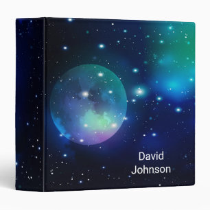 Outer Space and Stars with Custom Name  3 Ring Binder