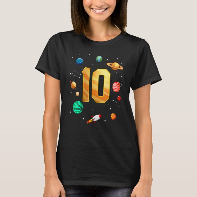 Outer Space Astronaut 10th Birthday Boy 10 Year Ol T-Shirt (Front)