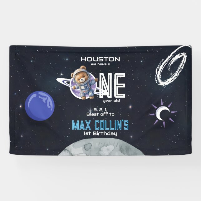 Outer Space Astronaut 1st Birthday Banner (Horizontal)