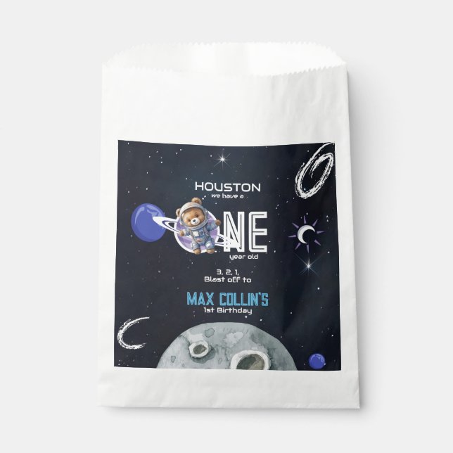 Outer Space Astronaut 1st Birthday Favor Bag (Front)