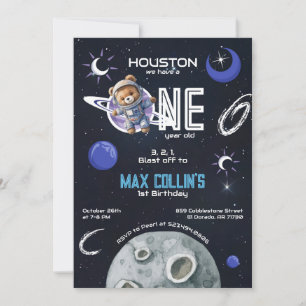 Outer Space Astronaut 1st Birthday Invitation