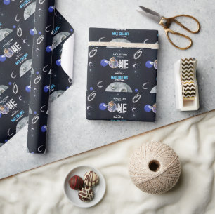 Outer Space Astronaut 1st Birthday Wrapping Paper