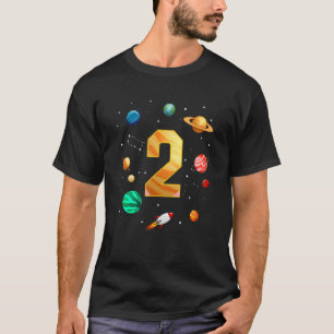 Outer Space Astronaut 2nd Birthday Boy 2 Year Old T-Shirt