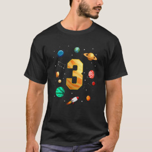 Outer Space Astronaut 3rd Birthday Boy 3 Year Old T-Shirt