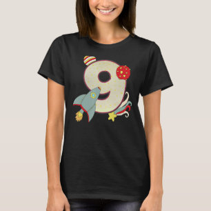 Outer Space Astronaut 9th Birthday Boy 9 Year Old T-Shirt