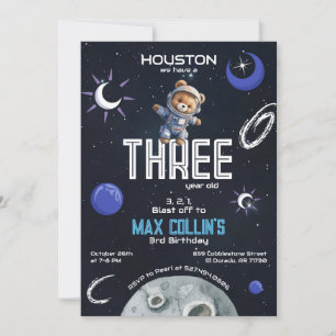 Outer Space Astronaut Any Age Birthday Invitation