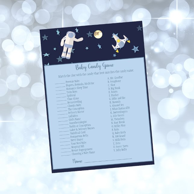 Outer Space Astronaut Baby Candy Game Invitation (Creator Uploaded)