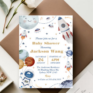 Outer Space Astronaut Baby Shower Party Invitation