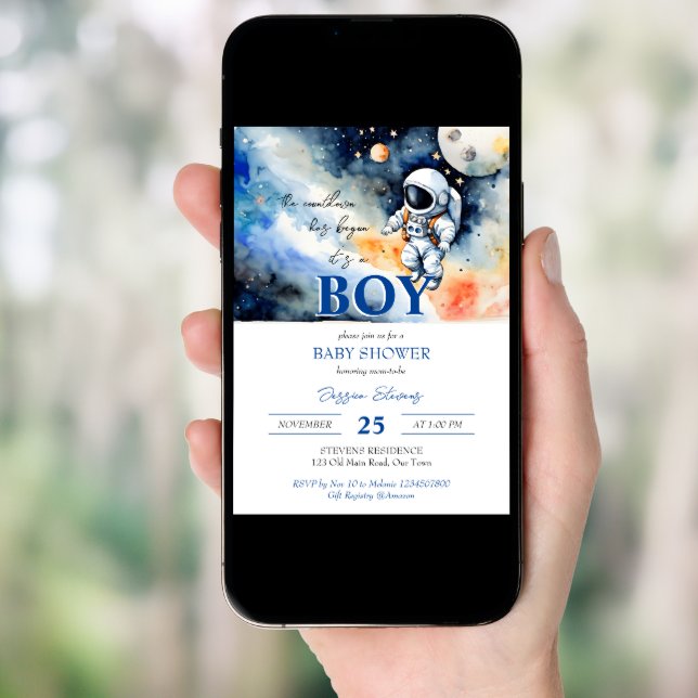 Outer space astronaut baby shower template (Front Digital)