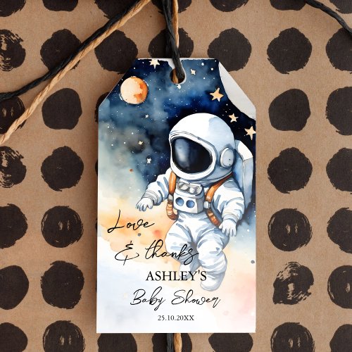 Outer space astronaut baby shower thank you favor gift tags