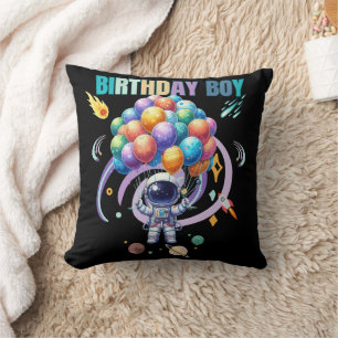 Outer Space Astronaut Birthday Boy  Throw Pillow