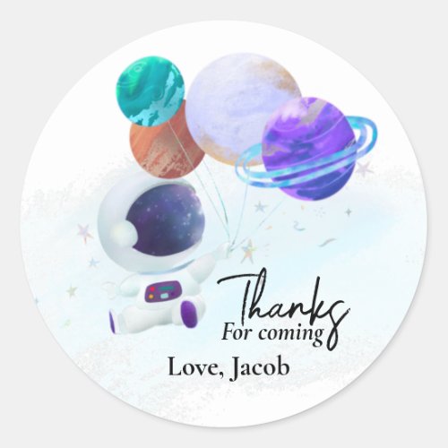 Outer Space Astronaut Birthday  Classic Round Sticker