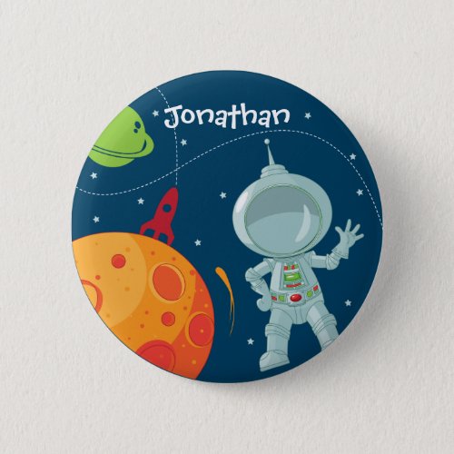 Outer Space Astronaut Birthday Favor Button