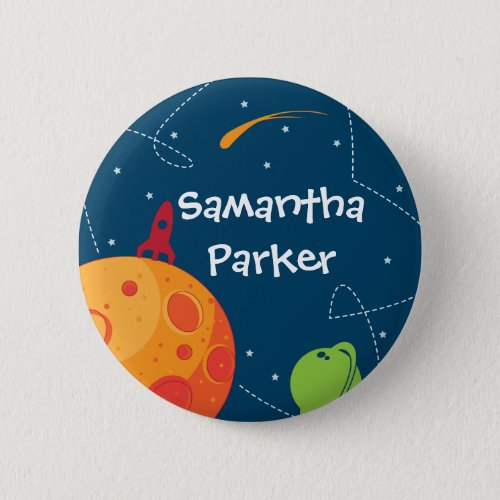 Outer Space Astronaut Birthday Favor Button