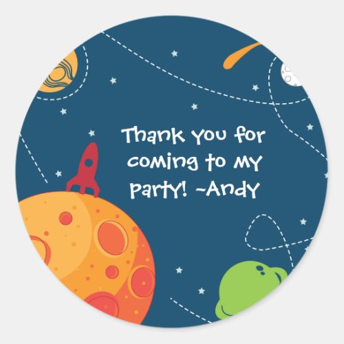 Outer Space Astronaut Birthday Favor Tag Sticker