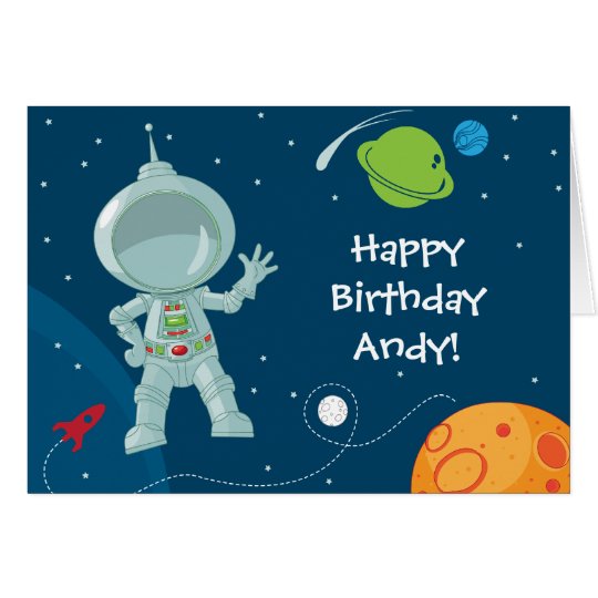 Outer Space Astronaut Birthday Greeting Card | Zazzle