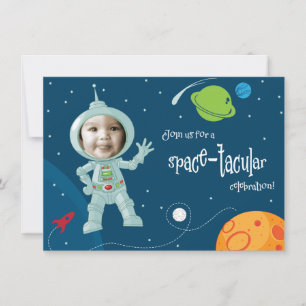 Outer Space Astronaut Birthday Invitation Card