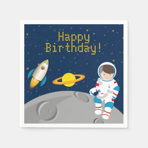 Outer Space Astronaut Birthday Paper Napkins