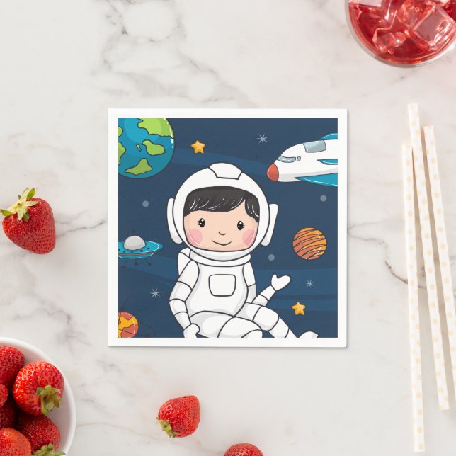 Outer Space Astronaut Birthday Party Napkins (Insitu)