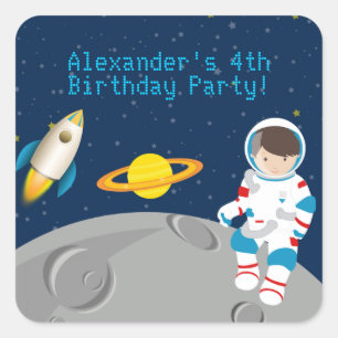 Outer Space Astronaut  Birthday Party Sticker