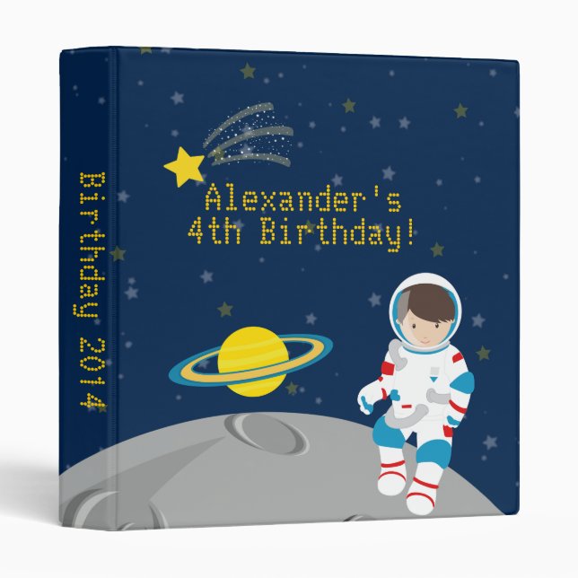 Outer Space Astronaut  Birthday Photo Album Binder (Front/Spine)