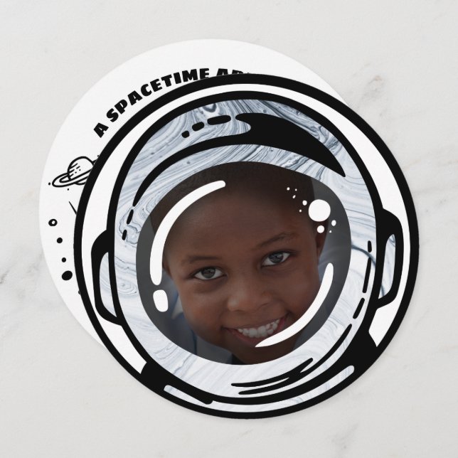 Outer Space Astronaut Birthday Photo Invitations (Front/Back)