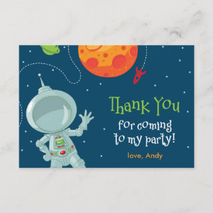 Outer Space Astronaut Birthday Thank You Card