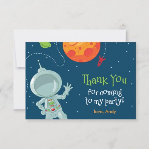 Outer Space Astronaut Birthday Thank You Card