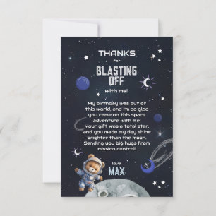Outer Space Astronaut Birthday Thank You Card