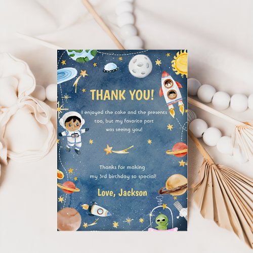 Outer Space Astronaut Birthday Thank You Card 