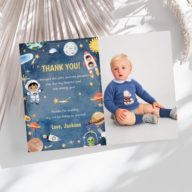 Outer Space Astronaut Birthday Thank You Card  (Creator Uploaded)