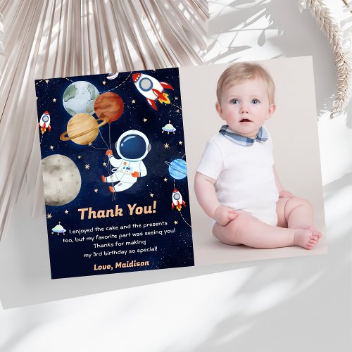 Outer Space Astronaut Birthday Thank You Card 