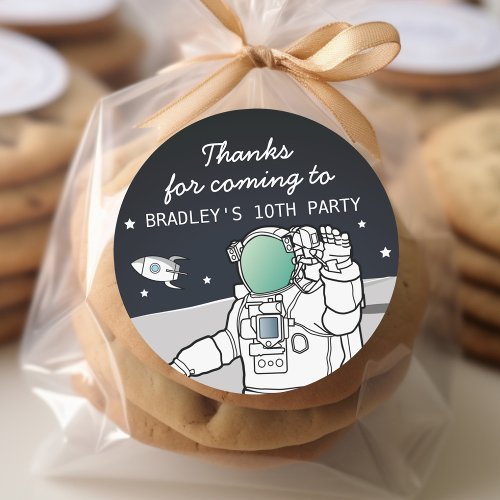 Outer Space Astronaut Birthday Thank You Classic Round Sticker