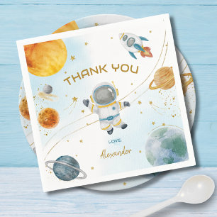 Outer Space Astronaut Birthday Thank You Napkins