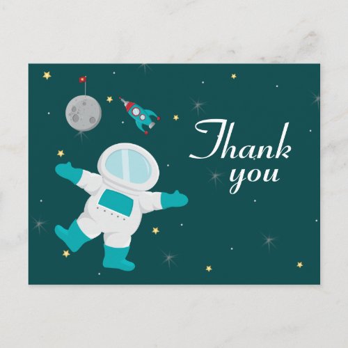 Outer space astronaut birthday thank you postcard