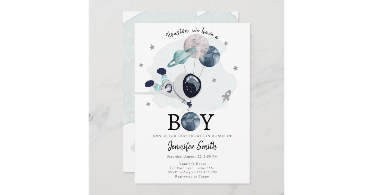 Outer Space Baby Shower Invitations Boy