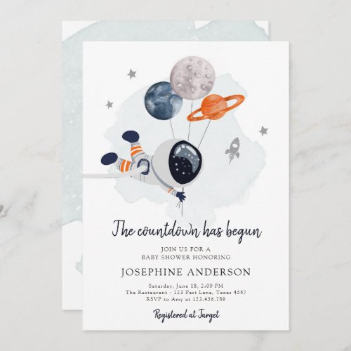 Outer Space Astronaut Boy Baby Shower Invitation