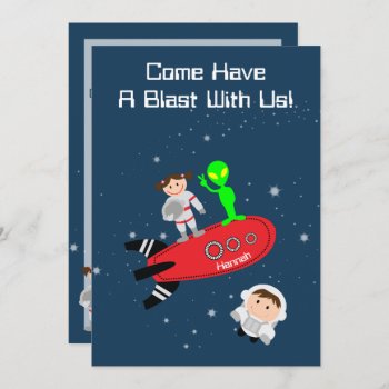 Outer Space Astronaut Children's Birthday Party Invitation by csinvitations at Zazzle