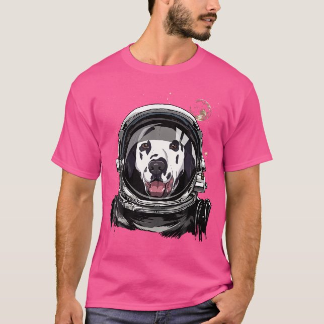 Outer Space Astronaut Dalmatian Spotted Dog Lover  T-Shirt (Front)