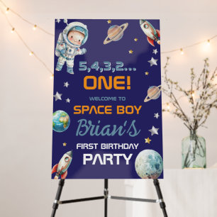 Outer Space Astronaut First Birthday Foam Board